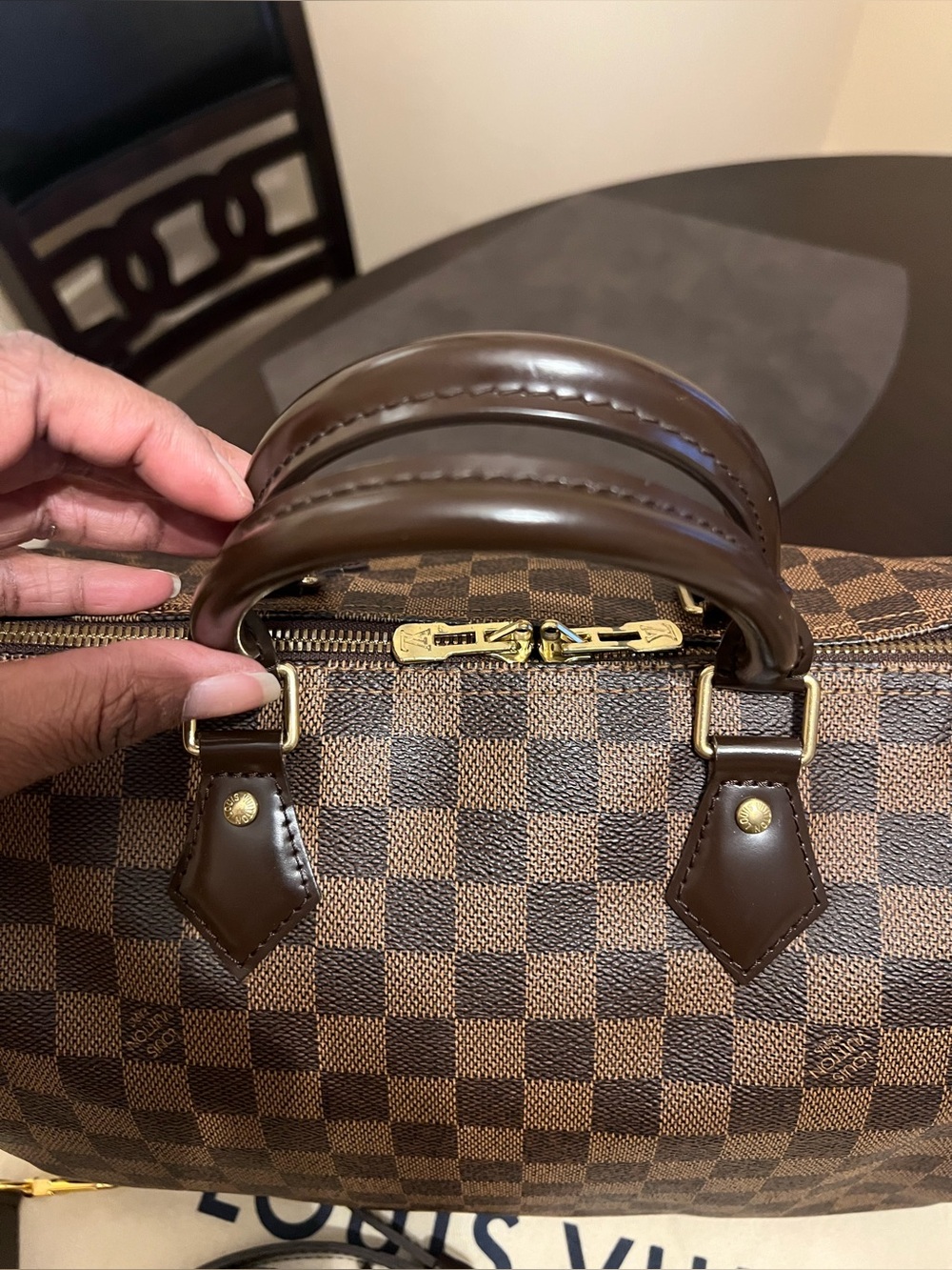 Louis Vuitton Damier Ebene Canvas Speedy 30 Bandoulière Crossbody Bag - Picture 9 of 14